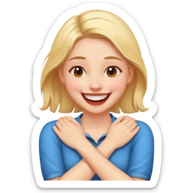 Girl with arms crossed on her neck laughing  sticker