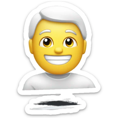 coding smile white man on macbook, closeup sticker