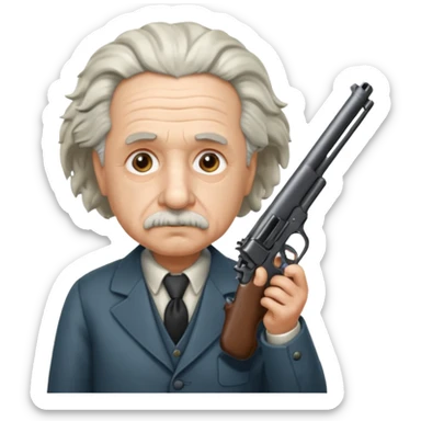 Albert Einstein holding a gun sticker