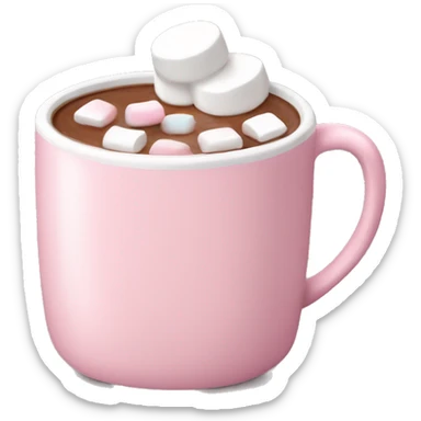 Light Pink mug of hot chocolate with marshmallows  sticker
