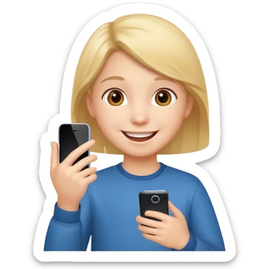 happy child with phone in hand sticker