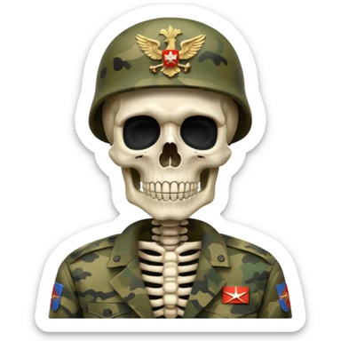 generate a ultra realistic skeleton in Russian military camouflage sticker
