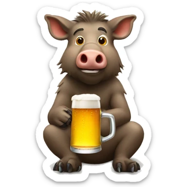 boar drink a beer sticker