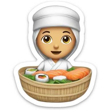 Arab sushi chef in traditional Palestinian outfit baby in crib sticker