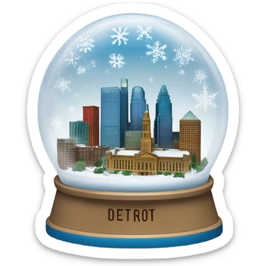 Detroit city skyline snow globe sticker