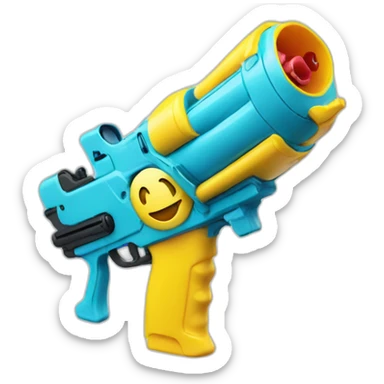 water gun next to smiley face sticker