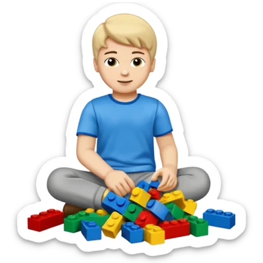 boy playing with legos full body sticker
