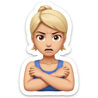 Woman crossing arms around neck angry  sticker