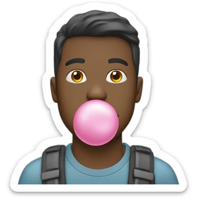 Personne faisant une Bulle de Chewing-gum sticker