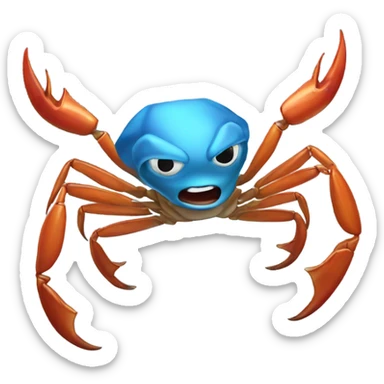 A dancing blue crab claws up sticker