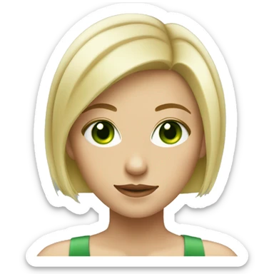 pretty blonde girl with green eyes and short haircut sticker