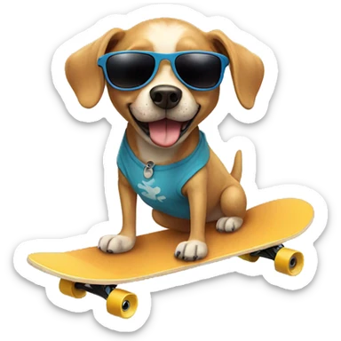 dog with sunglasses on a skateboard  sticker