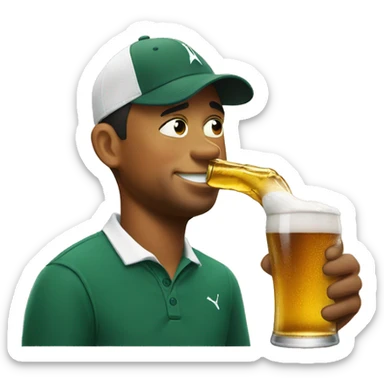 Tiger Woods drinking a beer sticker