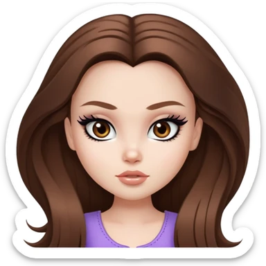 pretty bratz girl, long brown hair, brown eyes, black eyeliner, pale skin sticker