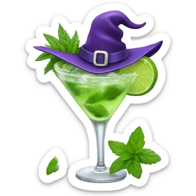 Mojito with purple witch hat sticker
