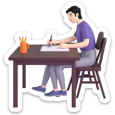 white man with black hair drawing at a table sticker
