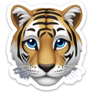 Quiero que me hagas un emoji de un tigre azul con rayas y que aparezca saltando hacia la derecha sticker