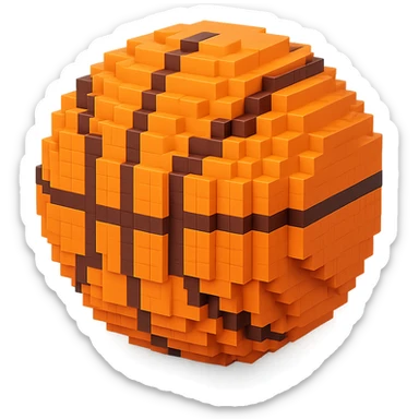 A colorful and vibrant voxel-style basketball sticker