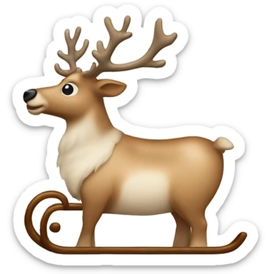 beige sleigh with a reindeer sticker