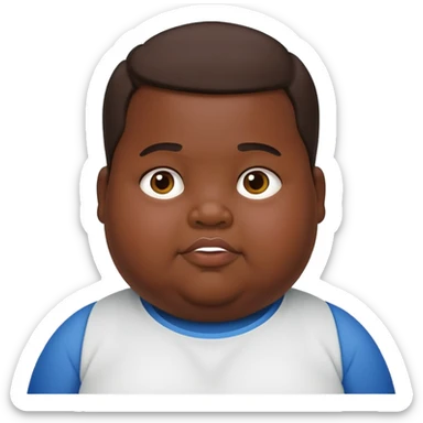 dark skin short fat kid with double chin sticker
