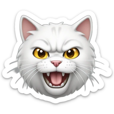 White angry cat sticker