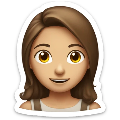 Mischievous brown hair girl with a devious idea sticker