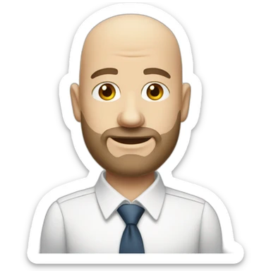 short white bald man with beard in shirt and tie sticker