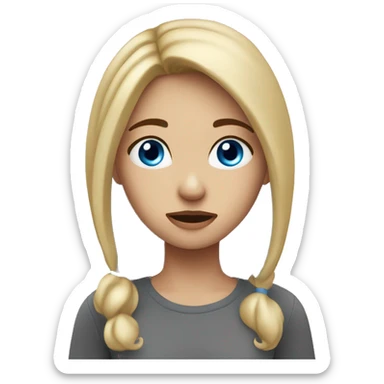 Blonde girl, blue eyes feeling sick ￼ sticker