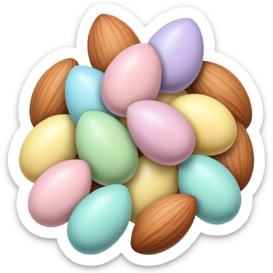 almonds decorated for Easter with pastel colors sticker