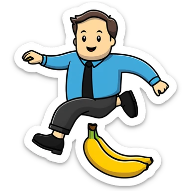 JD Vance with one foot stepping on a single banana peel on the ground, falling backwards sticker