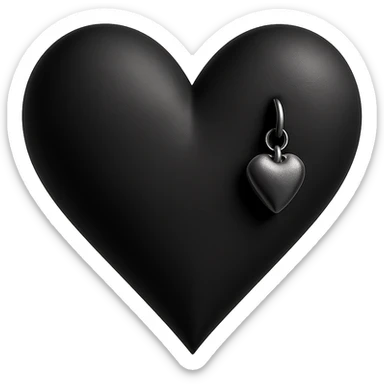 goth heart, matte black, sharp edges, small silver charm, modern dark aesthetic, no background sticker