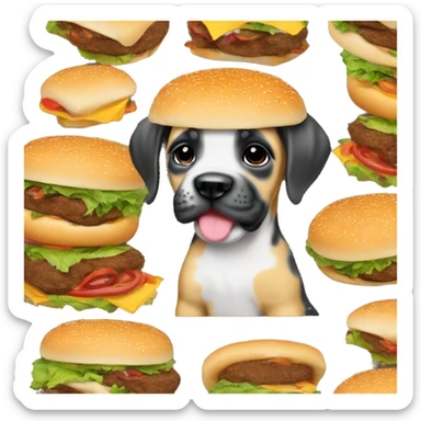 Cute baby Great Dane puppy as a burger sticker