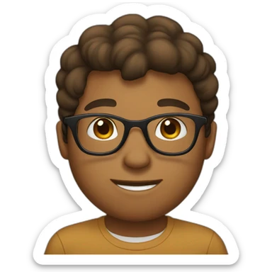 Brown boy wearing glasses and a muzzle sticker
