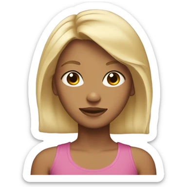 A girl with blonde hair, brown eyes and pecas sticker