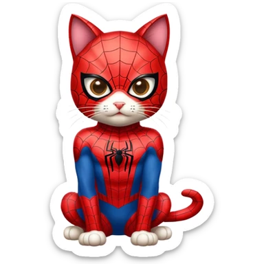Cat wearing spiderman costume sticker
