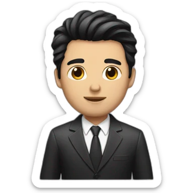 Men black hair with suit sticker