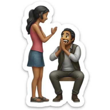 A man begging a girl sticker