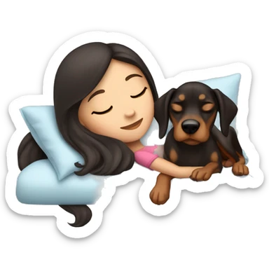 brunette Sleeping beauty girl with Doberman  sticker