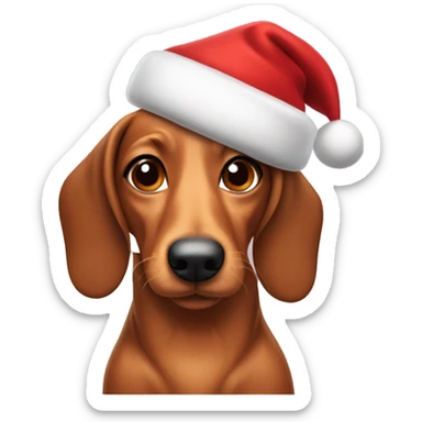 wiener dog with Santa hat sticker