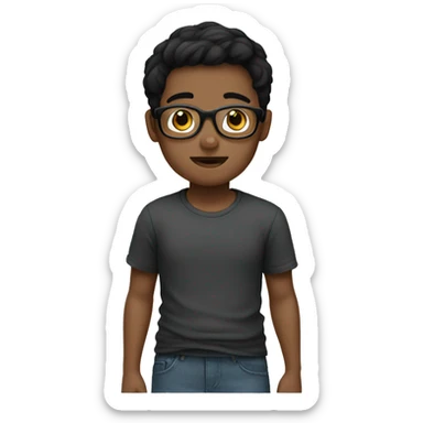 Boy with glasses with black short hair  sticker