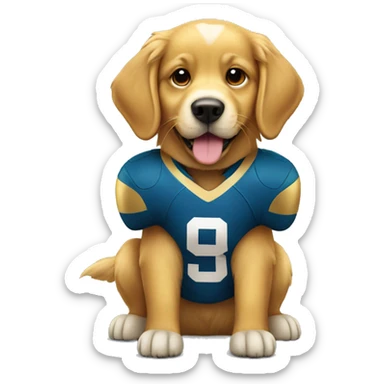 Golden retriever dressed as a football player sticker