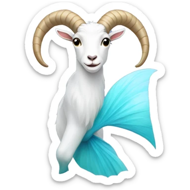 a goat with a light blue mermaid tail sticker