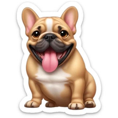 chunky tan french bulldog with tongue out sticker