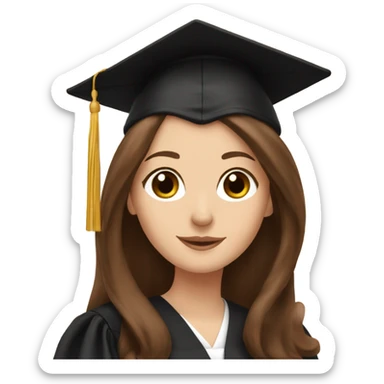Brown haired white girl in graduation cap holding black long haired dachshund  sticker