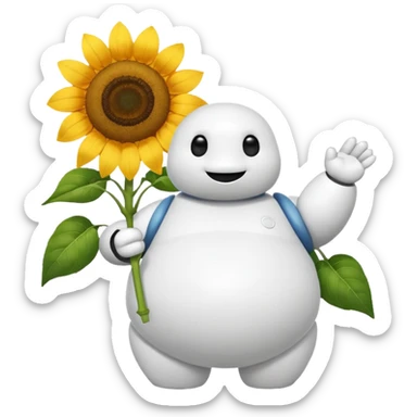 BAYMAX giving sunflower. This is for email signature so it should be small sticker