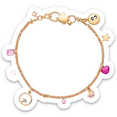 Pink gold bracelet with charms sticker