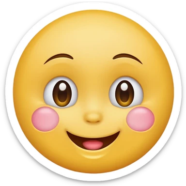 Emoji, yellow round smiling face, pronounced shame sticker