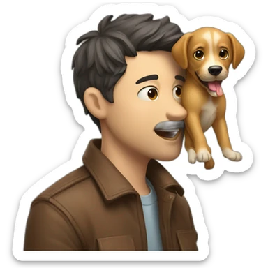 Dog lick a man’s head sticker
