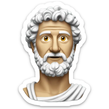 white marcus aurelius bust looking into the camera with a slight smile sticker