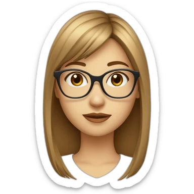 wthite-light brown-hair-girl-with-glasses-and-fringe sticker